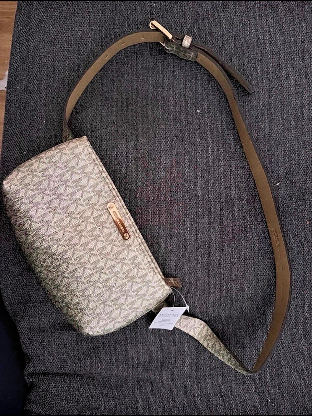 Michael Kors Slater Medium Signature Logo Sling Pack Gray & Brown